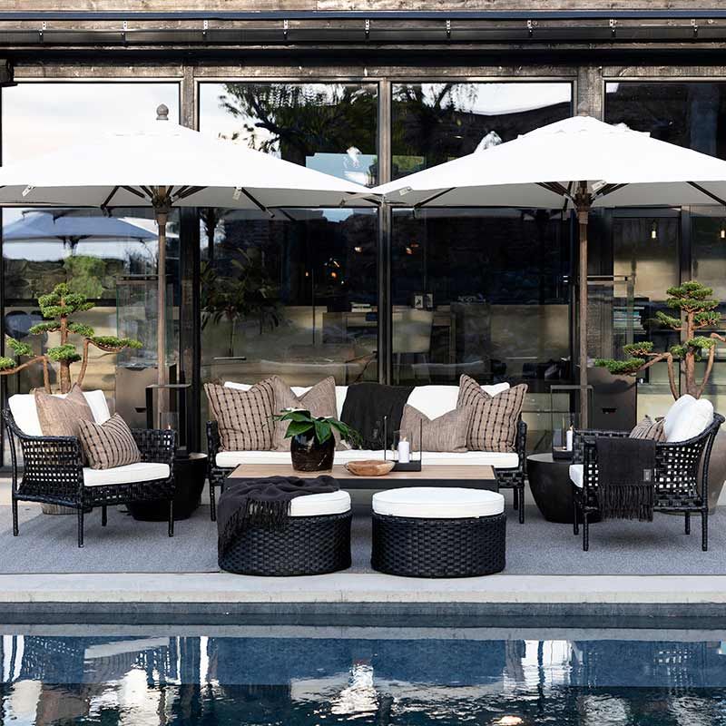 Sohva Santa Monica musta polyrottinki ilman pehmustetta Artwood