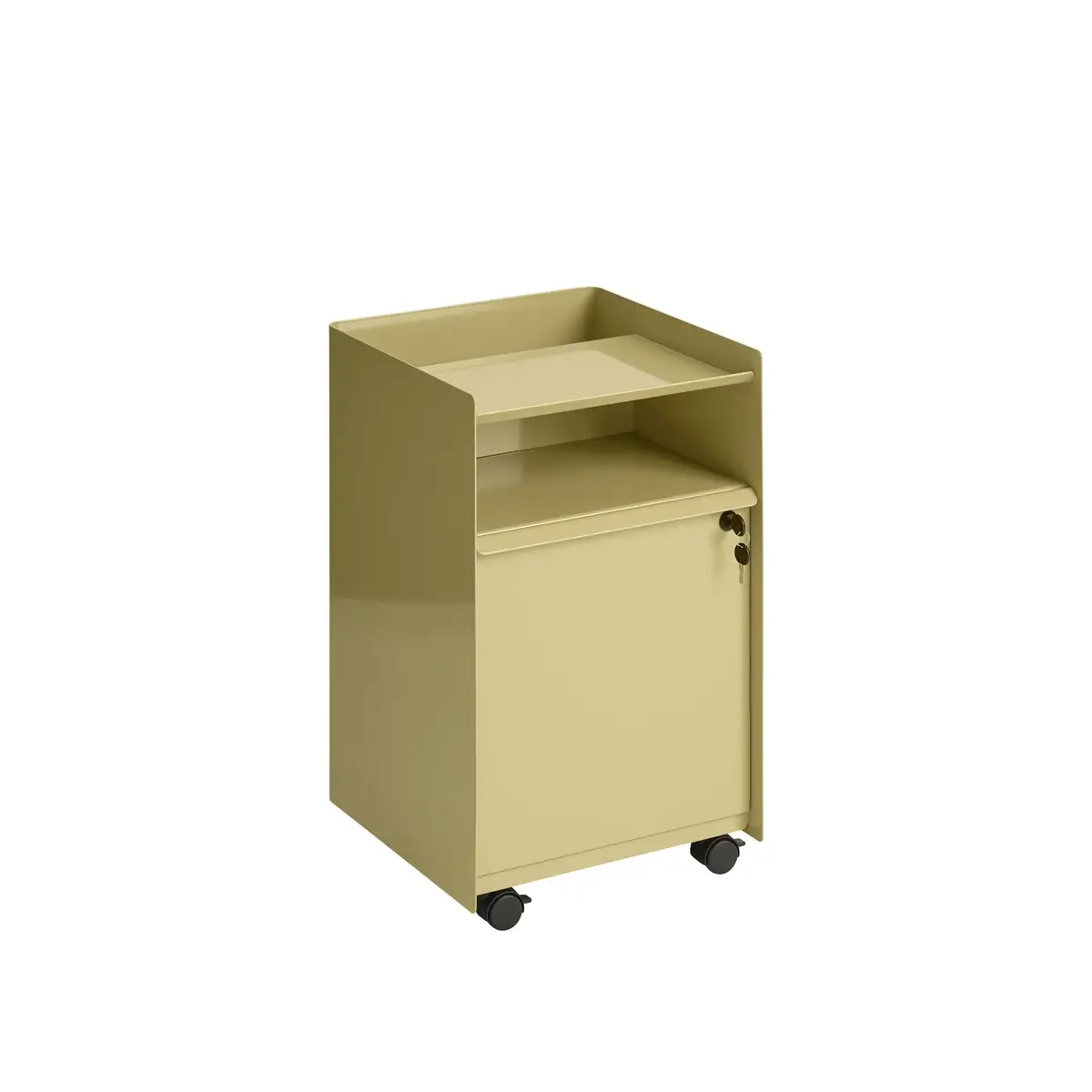 Folded Trolley korkeus 61,5 cm – laatikko / lukittava laatikko – tumma beige-vihreä