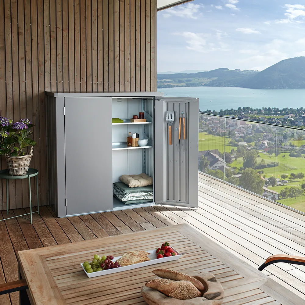 Romeo terassikaappi M HIGH metallinen kvartsinharmaa