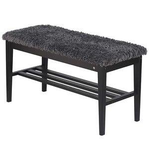 Nadja penkki Mustaksi värjätty tammi/ Lampaannahka look tummanharmaa