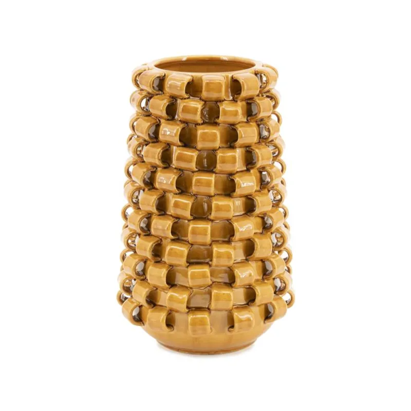 By-Boo, Vase Loopa 2 - mustard 19,2x19,2x31,5 cm