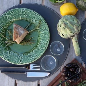 Tabletti Ø: 38 cm Ruskeaa nahkaa