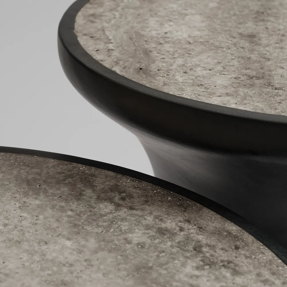  Trumpet-sohvapöytä matala - hopeinen travertiini