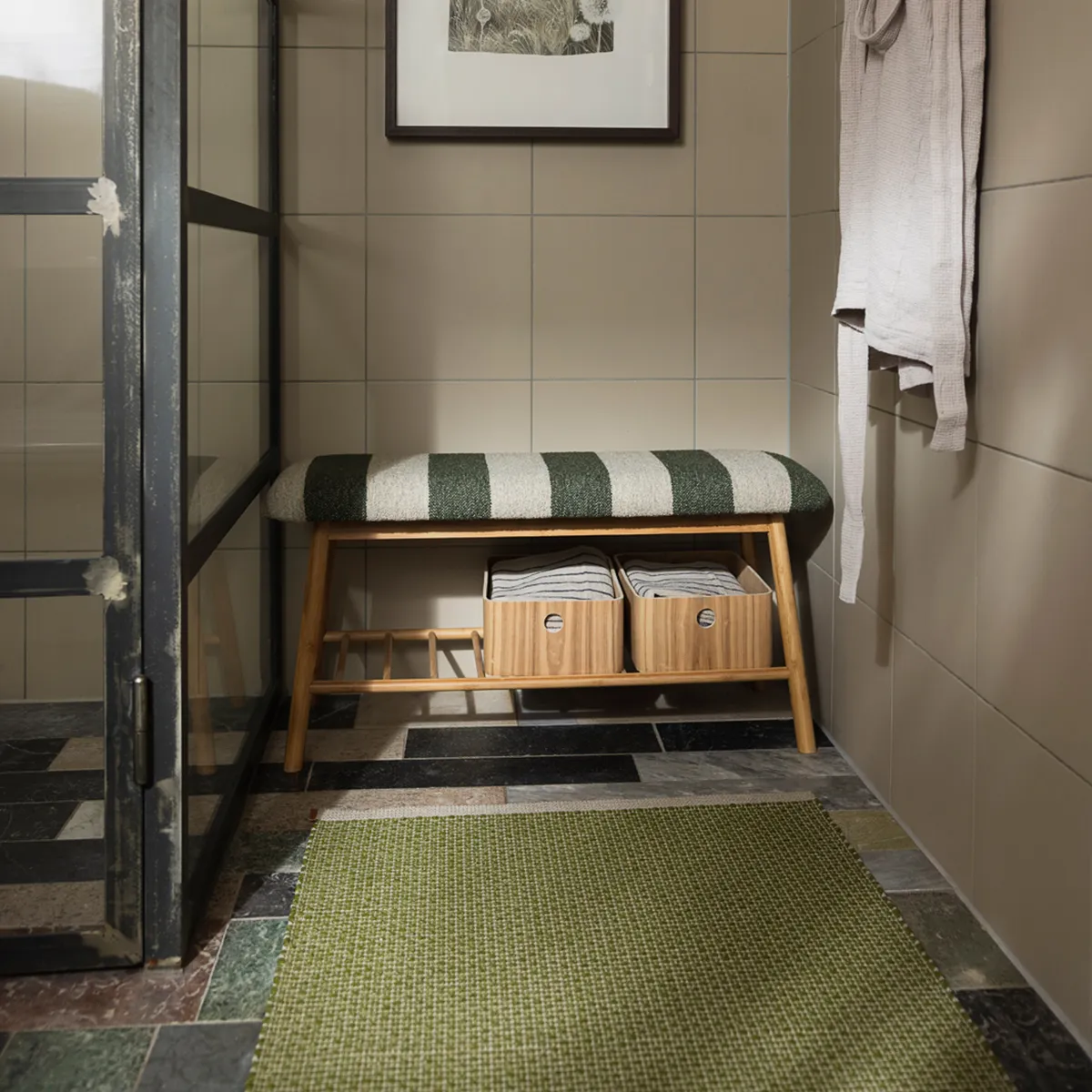 Pestävä Muovimatto NILS Dark Olive 70x120 cm