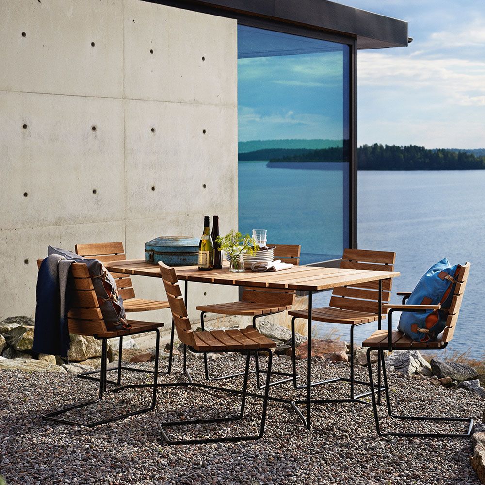 Grinda pöytä 85 x 150 cm musta/tiikki Skargaarden