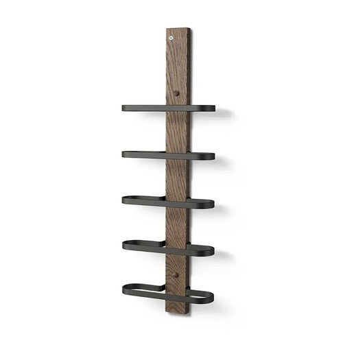 Mazzi viinihylly 5 pulloa Savustettu tammi / Matt Black Steel