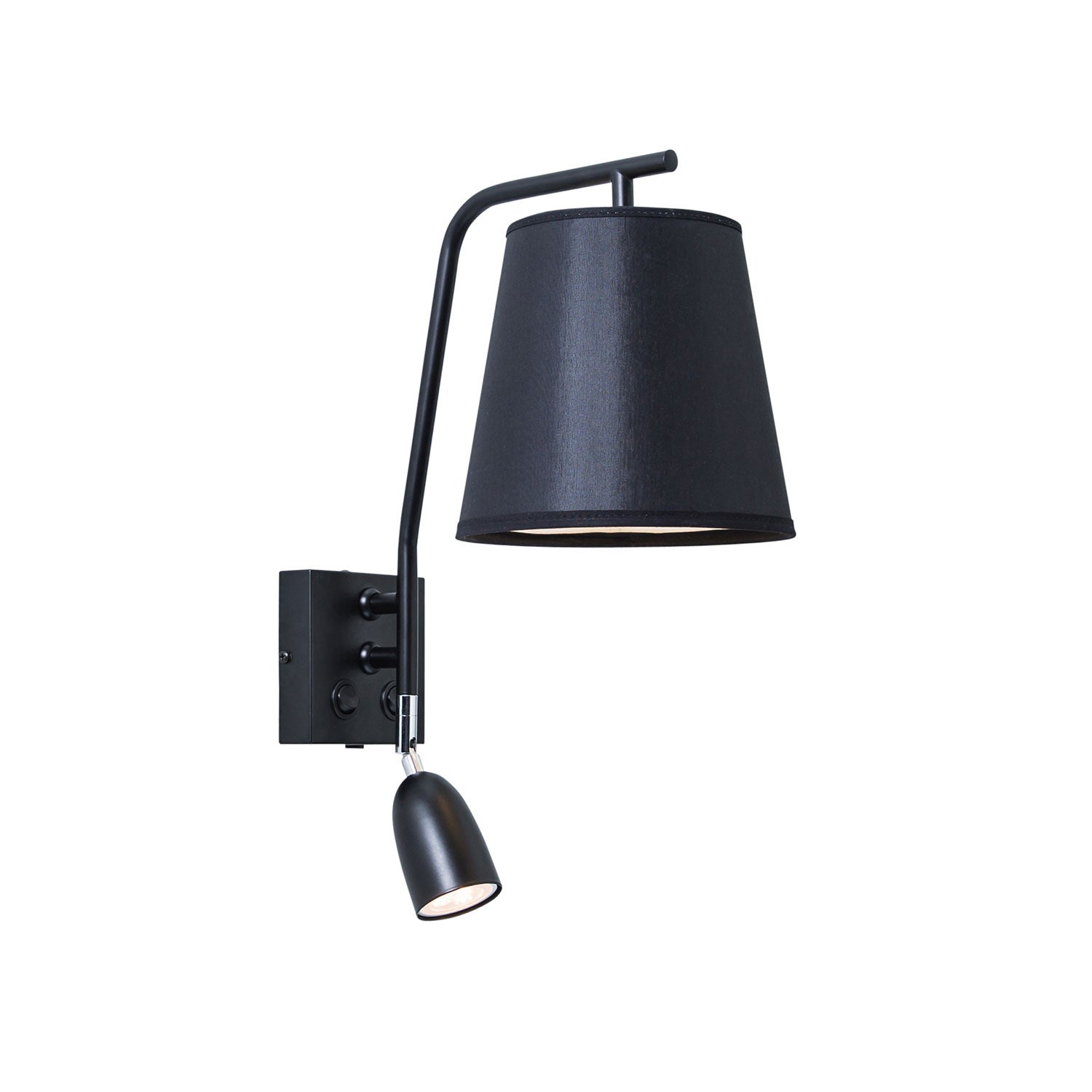 Valiant seinävalaisin kiinteä Installation mattamusta E27+Gu10  sis. lamppu ei sis. kangasvarjostin