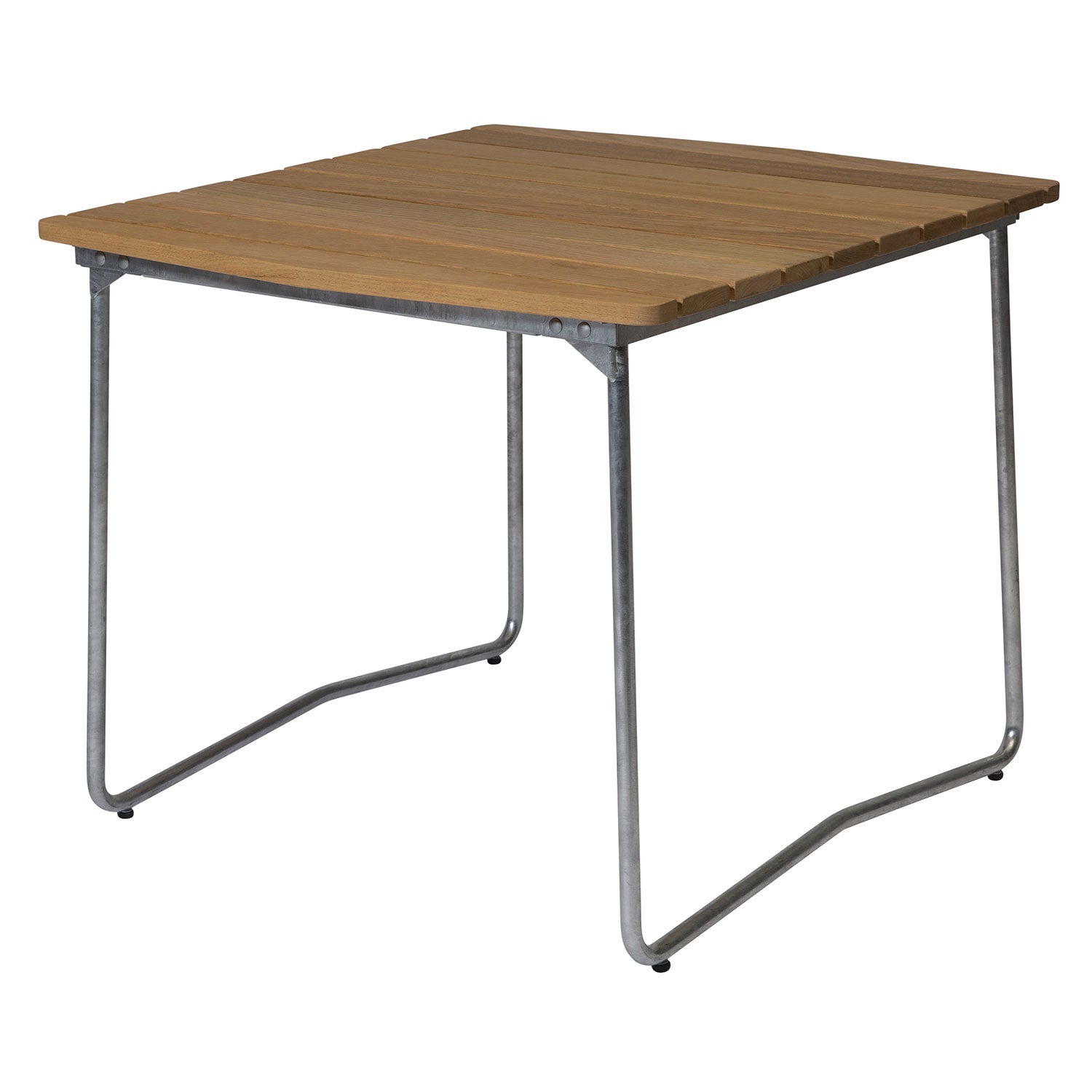 Pöytä B31 84 käsittelemätön tiikki / kuumasinkitty runko Grythyttan Stålmöbler 