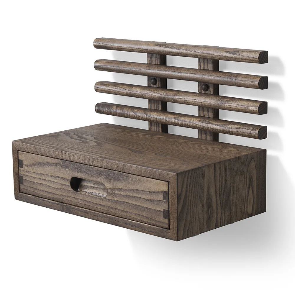 Zana Yöpöytä laatikolla Ruskea öljytty saarni