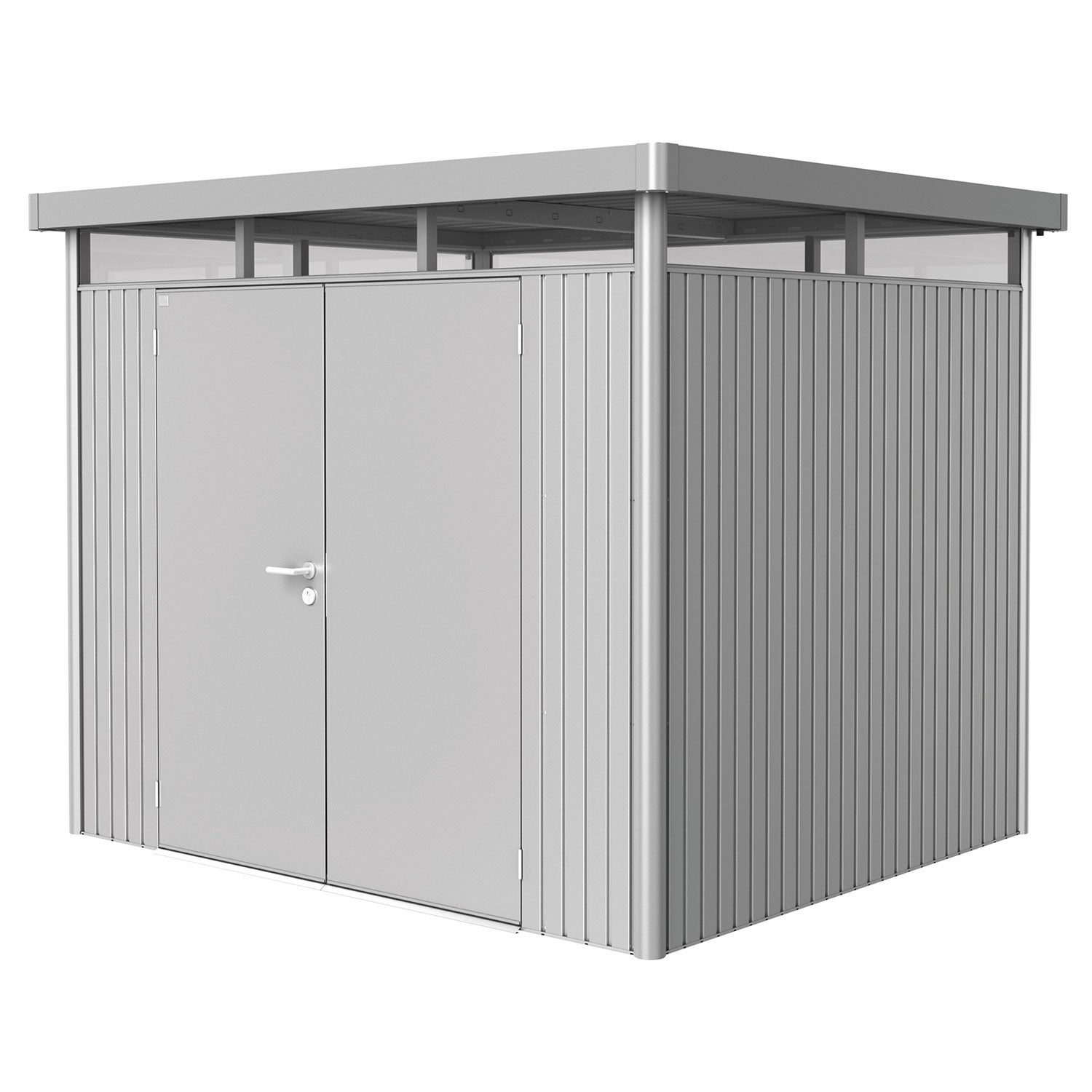 Highline puutarhavarasto dubbeldörr koko h3 metallic hopea