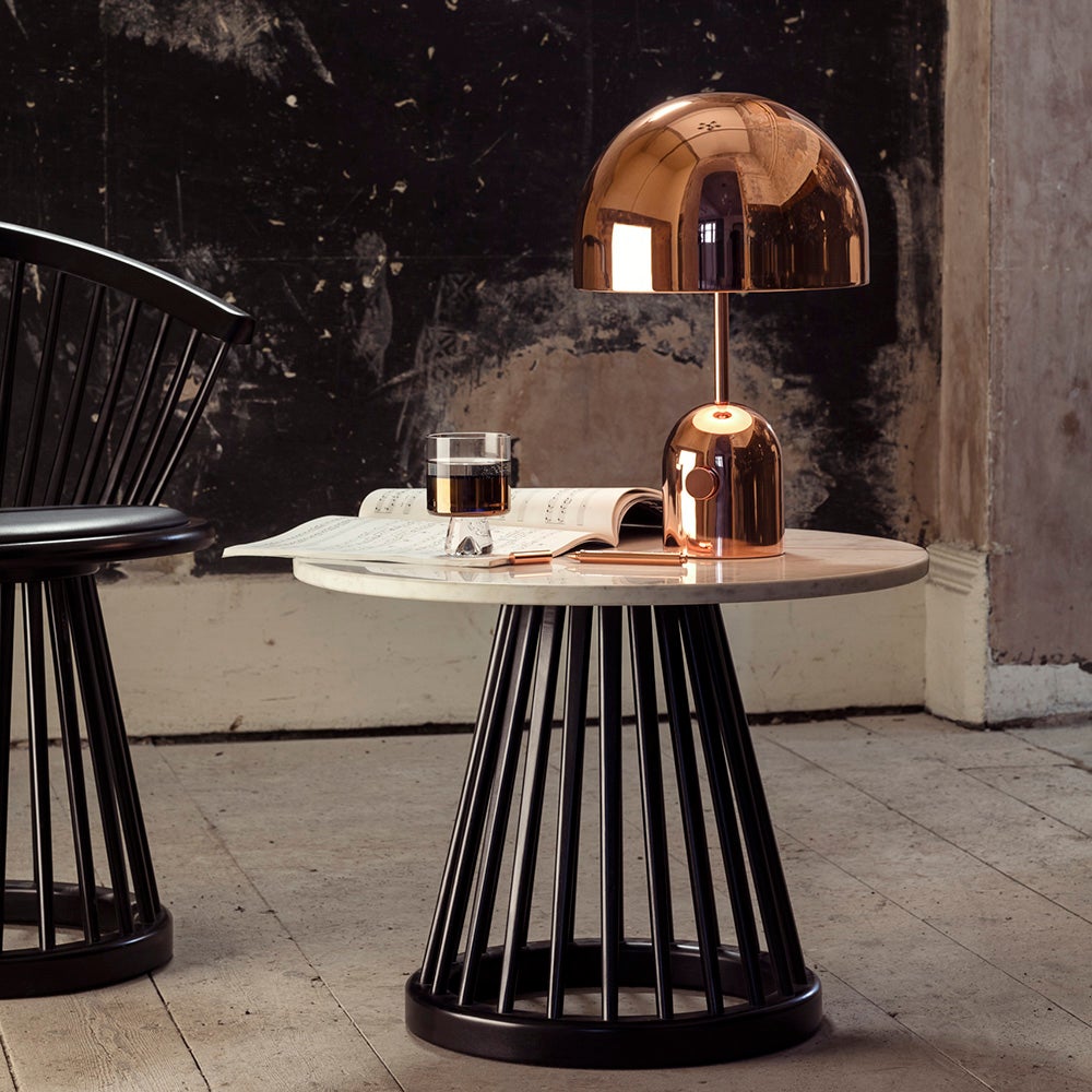 Fan-pöytä musta kivikansi 60 cm valkoinen