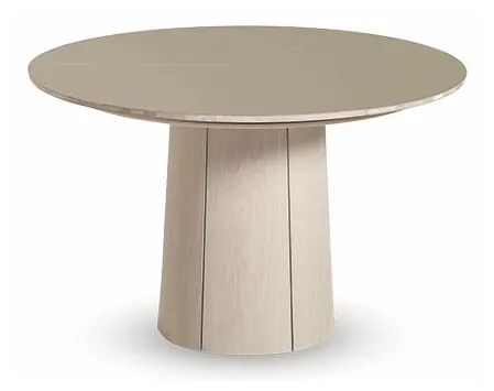 SM33-ruokapöytä valkolakattua tammea muskatlamiinilla