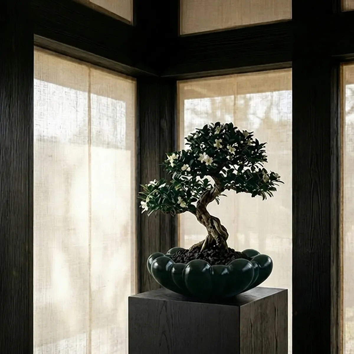 Käsintehty koristekulho Bloom Dark Green Ø 44 cm