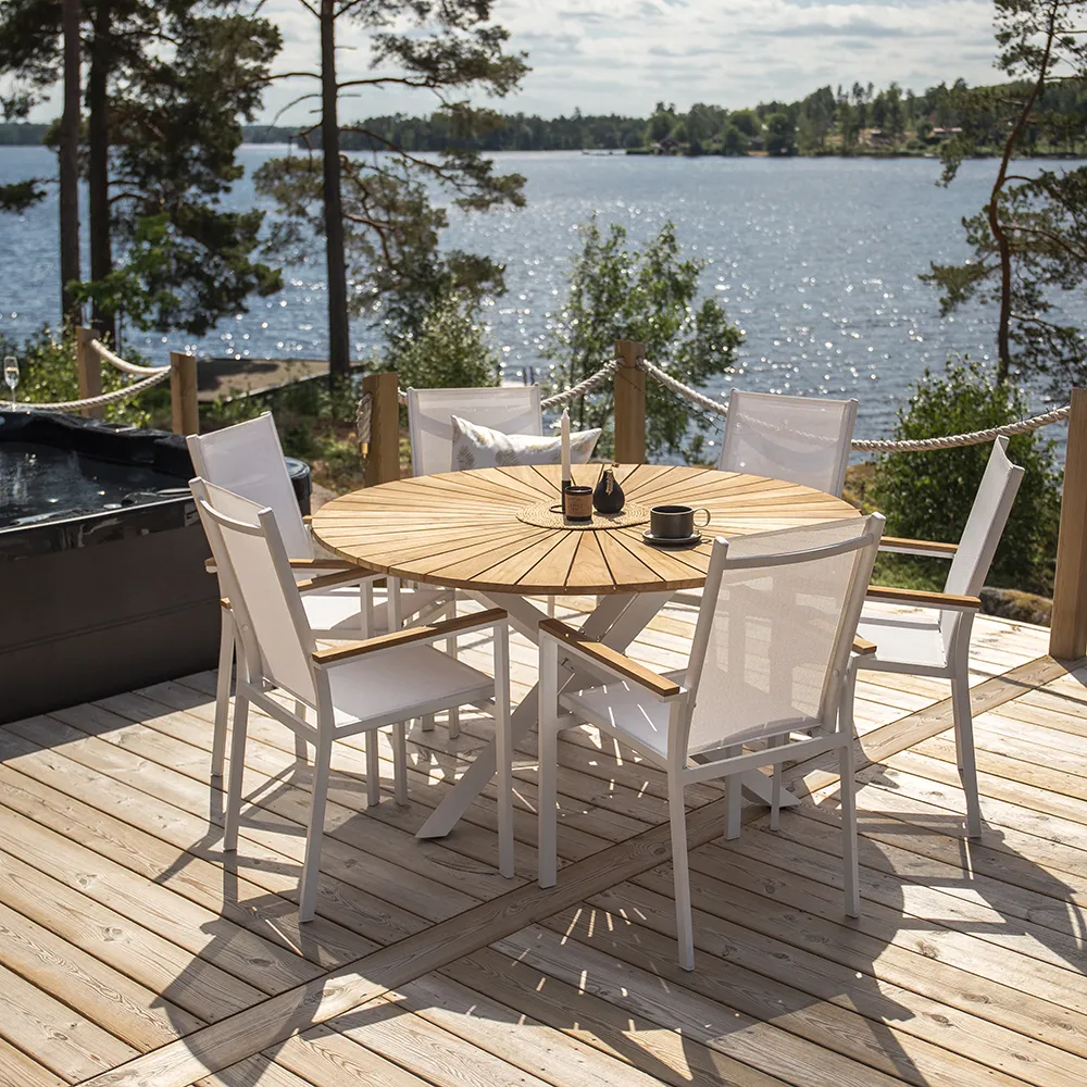 Mexico ruokapöytä Ø140 cm Valkoinen/Teak 