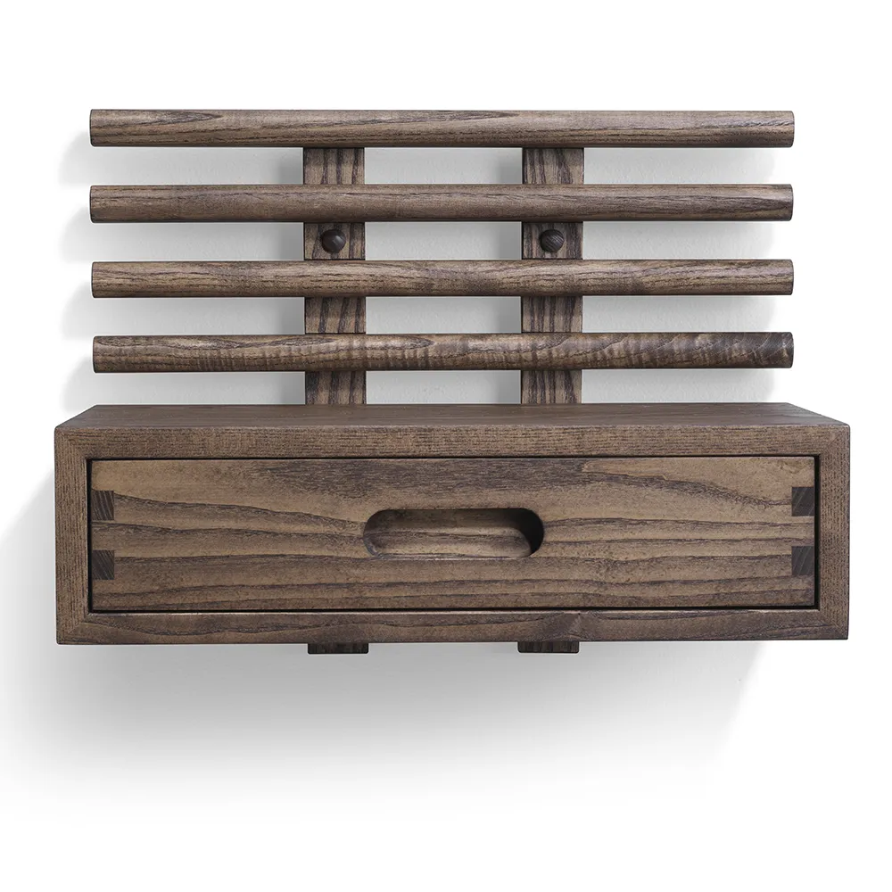 Zana Yöpöytä laatikolla Ruskea öljytty saarni