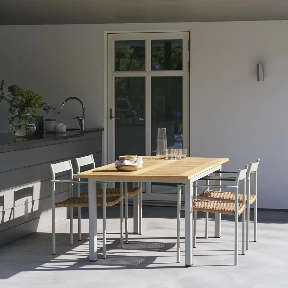 Lyon Ruokapöytä 95x152-210cm - Vaaleanharmaa/Tiikki