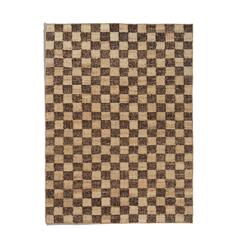 Käsinkudottu Villamatto Check 140x200 cm Coffee