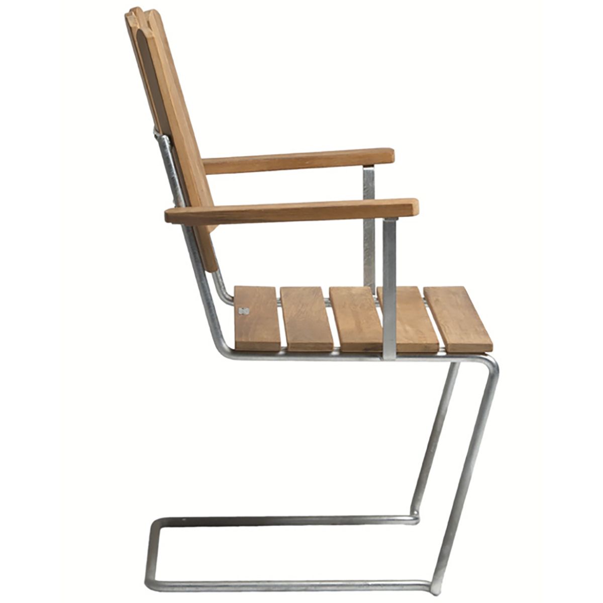 A2 nojatuoli käsittelemätöntä tiikkiä / kuumasinkitty runko Grythyttan Stålmöbler