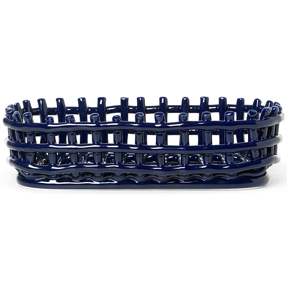 Ceramic Basket - Oval - Blue