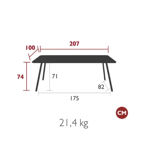 Luxembourg ruokapöytä 100x207 cm Acapulco blue