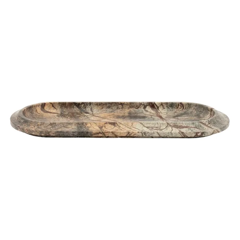 Ovalis 45x18x3 cm Marmori Ruskea