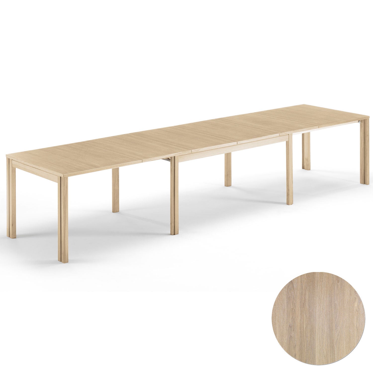 Sm23 Pöytä Massiivitammi Valkoiljytty 150-306(358)X90X73Cm