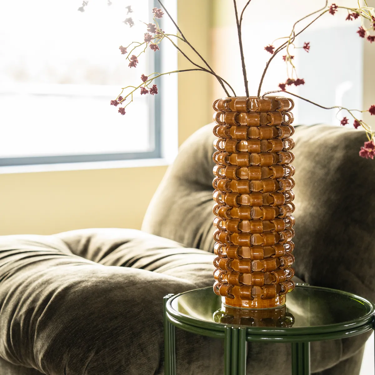Vase Loopa 1 - mustard 15,7x15,7x39,5 cm