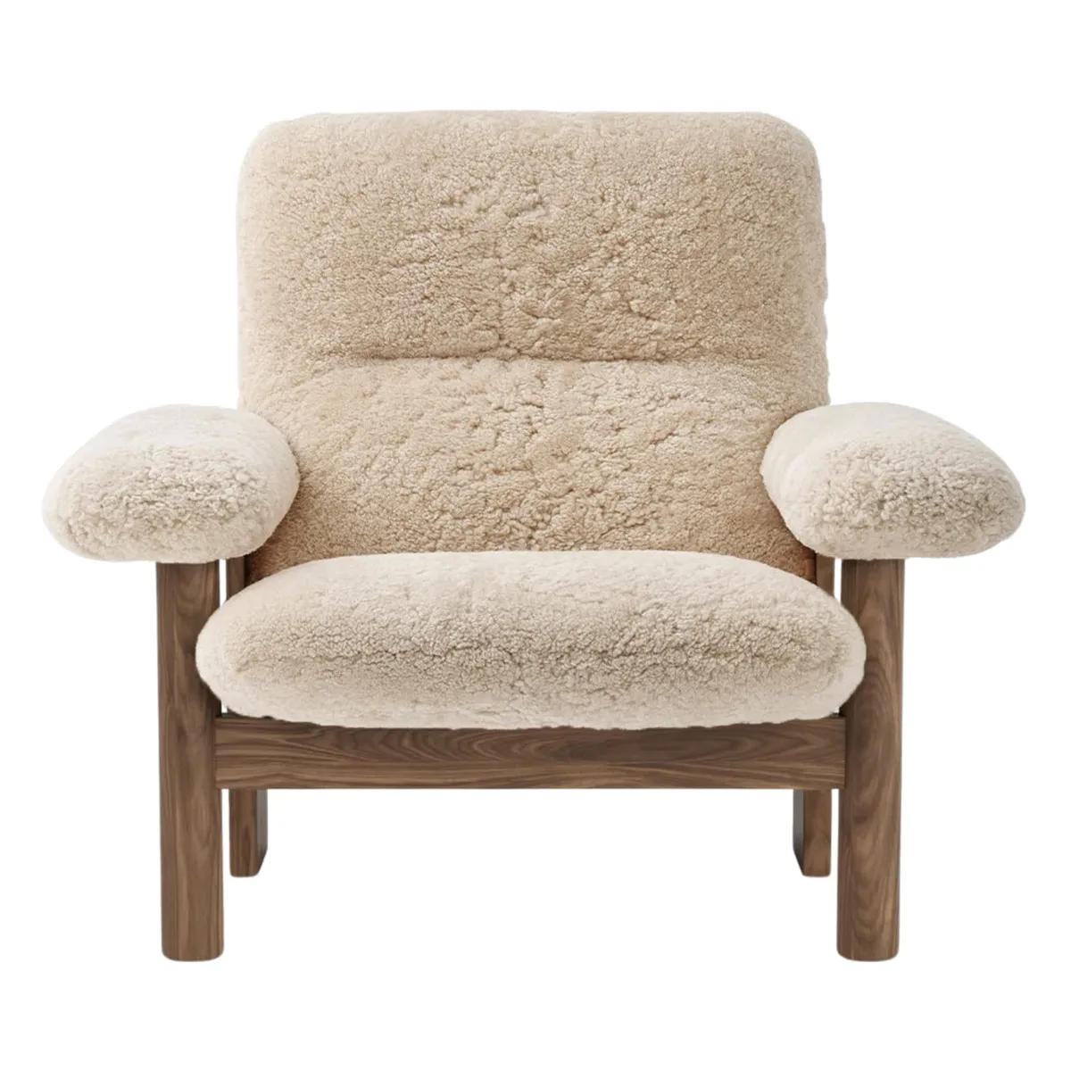 Brasilia lounge-tuoli saksanpähkinä, Sheepskin Nevotex Nature