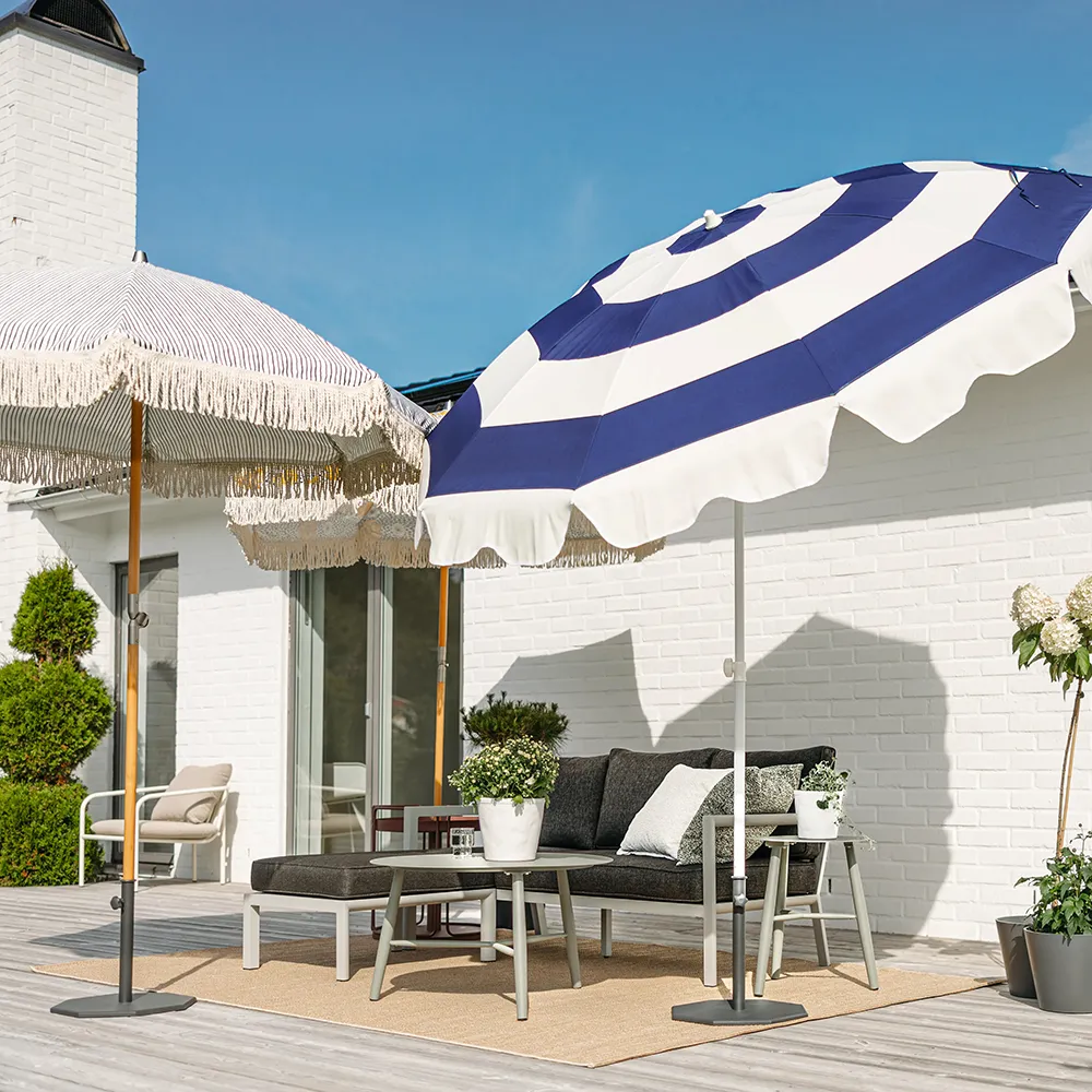 Follina aurinkovarjo 180 cm Sinivalkoinen raita