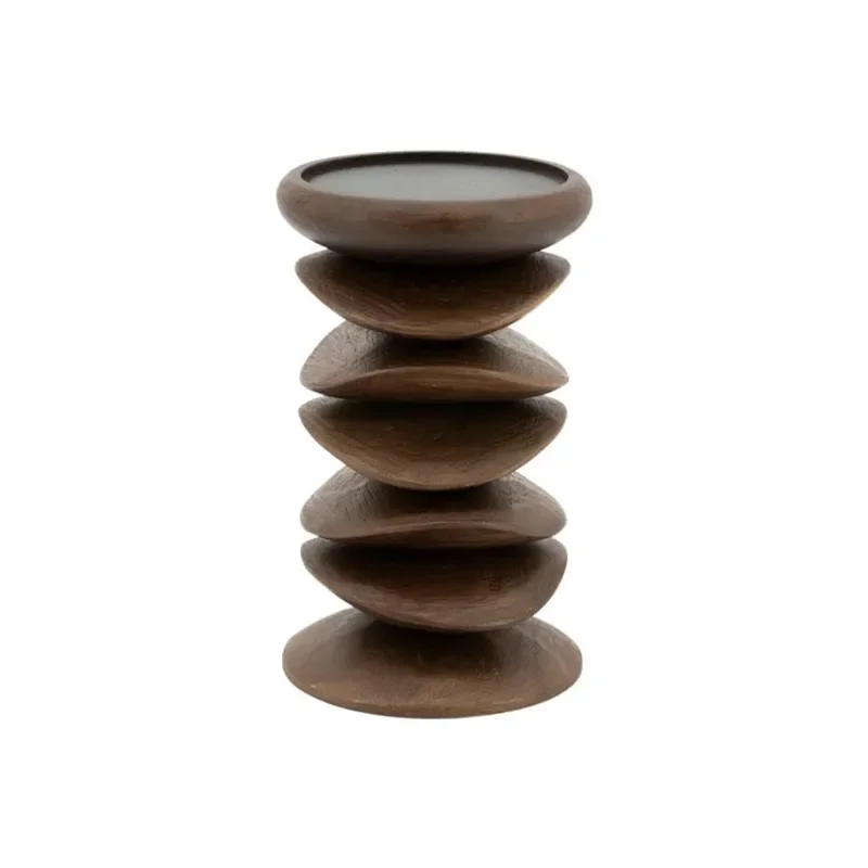 Pillar candle holder Kasane 10x10x15 cm Mangopuu dark brown