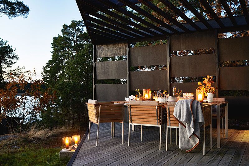 Häringe ruokapöytä 95 x 214 cm musta/tiikki Skargaarden