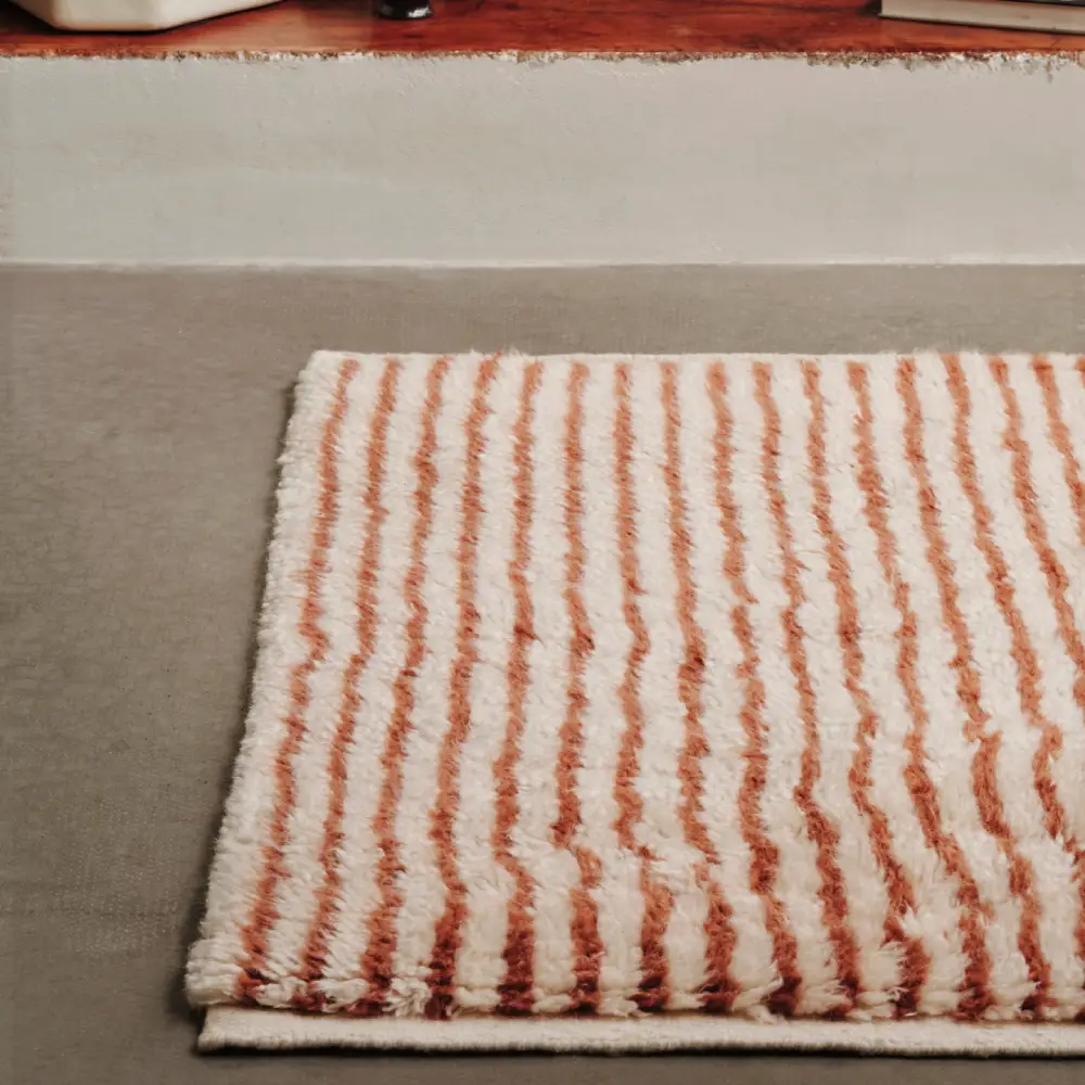 Kami solmittu matto 120x180 cm - Luonnonvalkoinen/Punaruskea