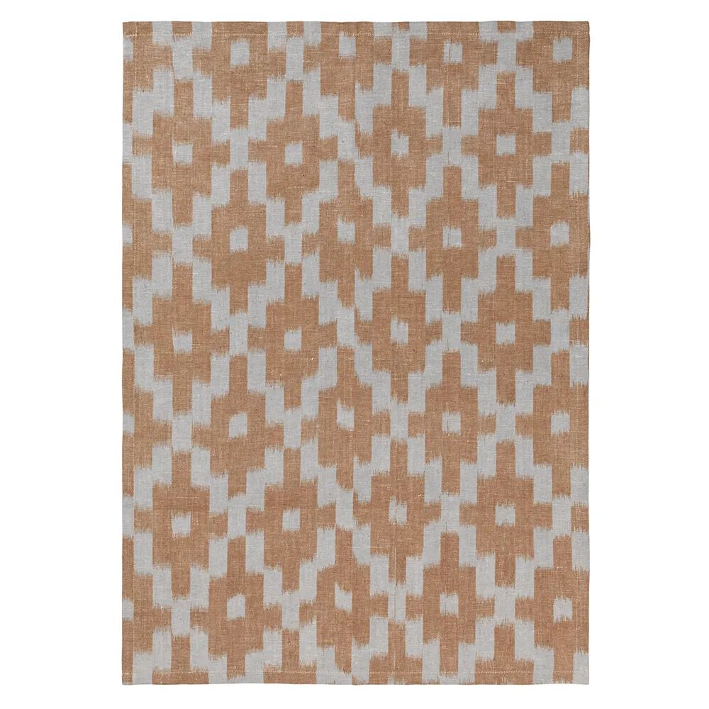 Ferm Living, Ikat Teepyyhe - Mist Blue/Terracotta