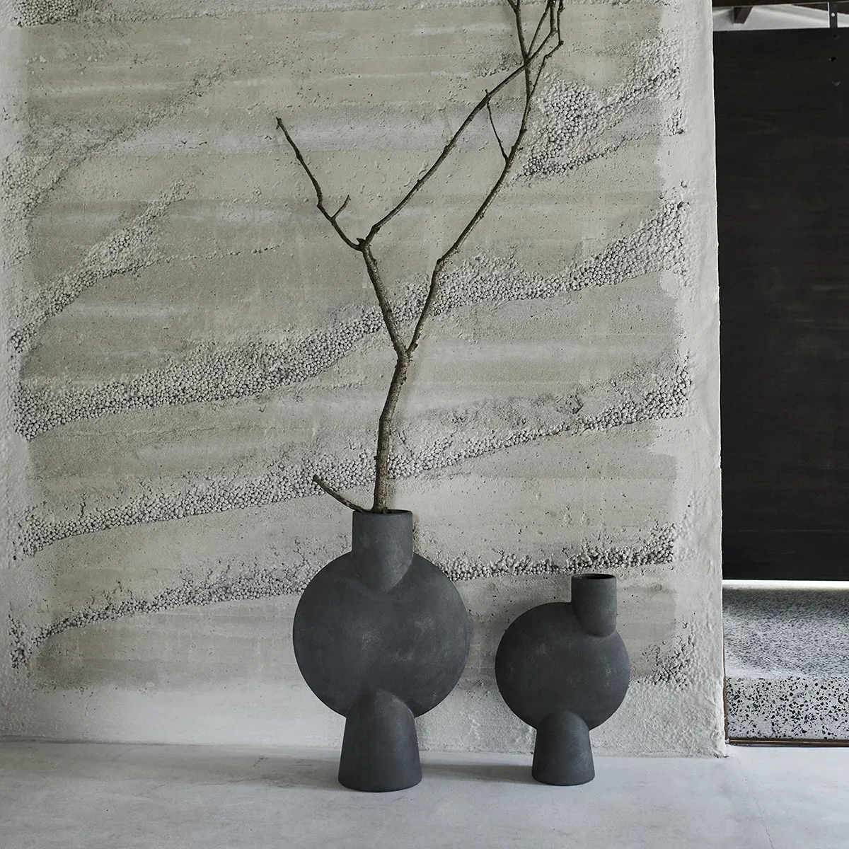 Käsinmaalattu maljakko Sphere Bubl Hexa Dark Grey H60 cm