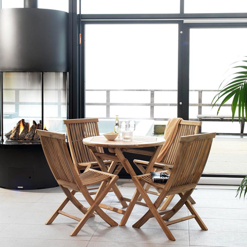 Turin ruokapöydän tuoli luonnonvärinen tiikki Brafab