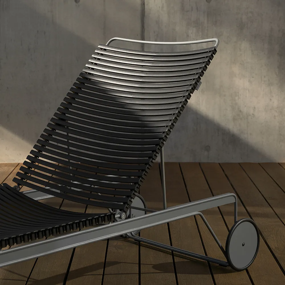 Click Adjustable chaise longue Black. Frame: Grey