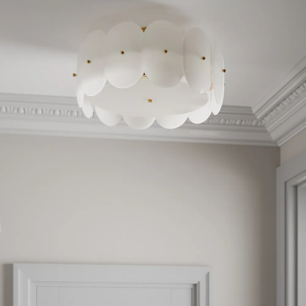 Omlott plafondi Ø53cm messinki/valkoinen