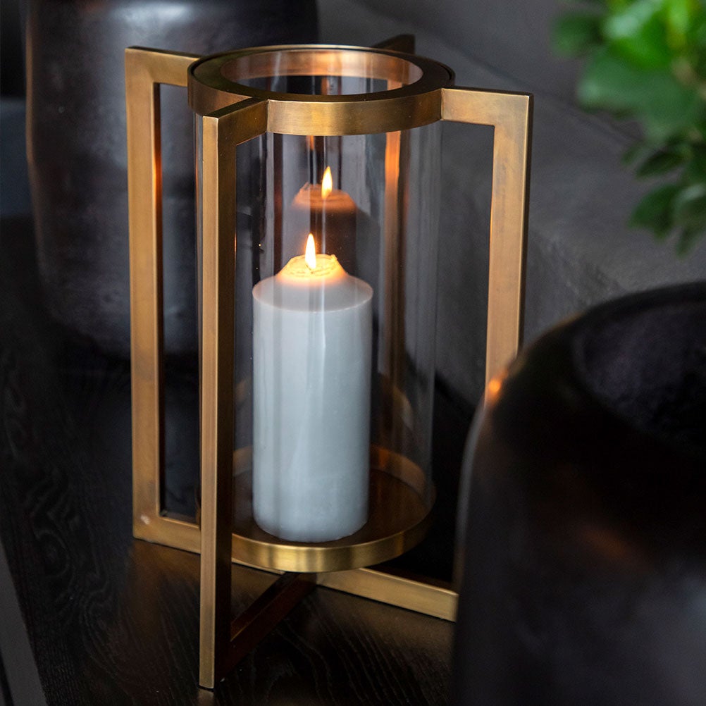 Verano kynttilälyhty iso Brass Antique Artwood 