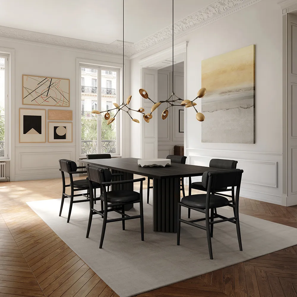 Nama-ruokatuoli - kahvinmusta, musta aniliininahka