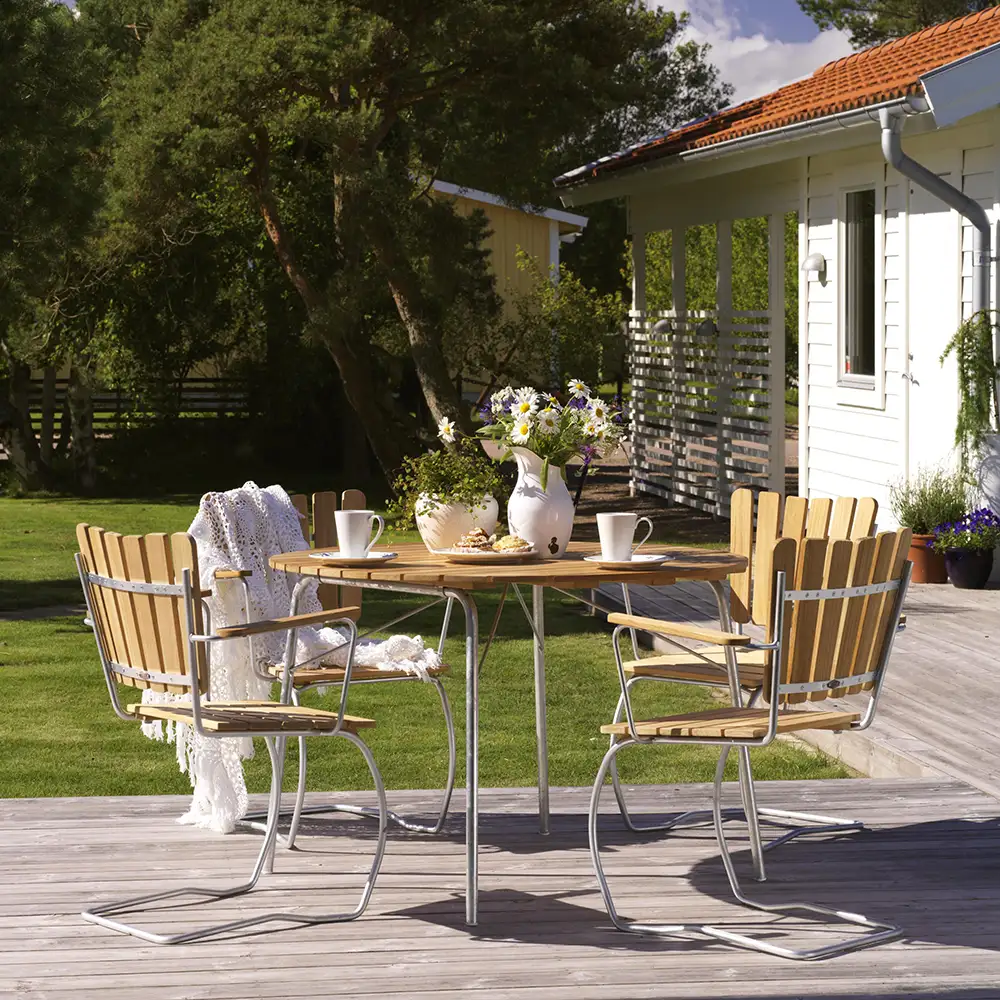 56:An ruokapöytä 110 cm galvanoitu/tiikki Brafab