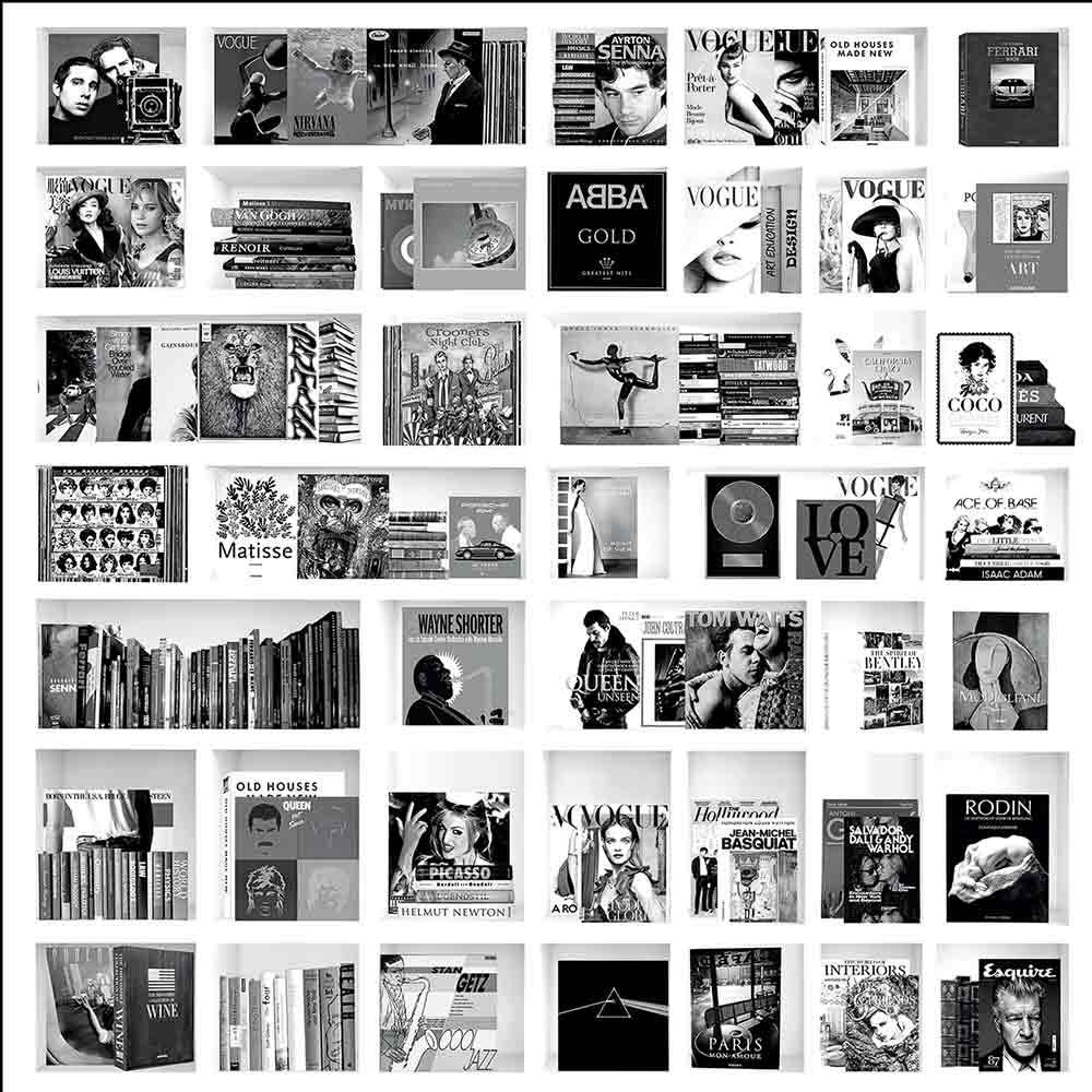 Seinäkoriste Book Case Music White 100 x 100 cm Artwood