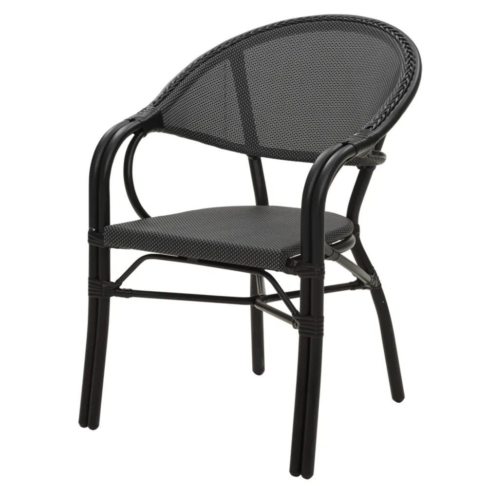 Bistrotuoli käsinojilla Parterre Svart/Svart