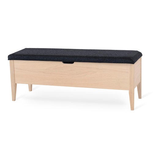 Klinte penkki 120 cm valkoinen öljytty tammi ja Nojus villakangas.