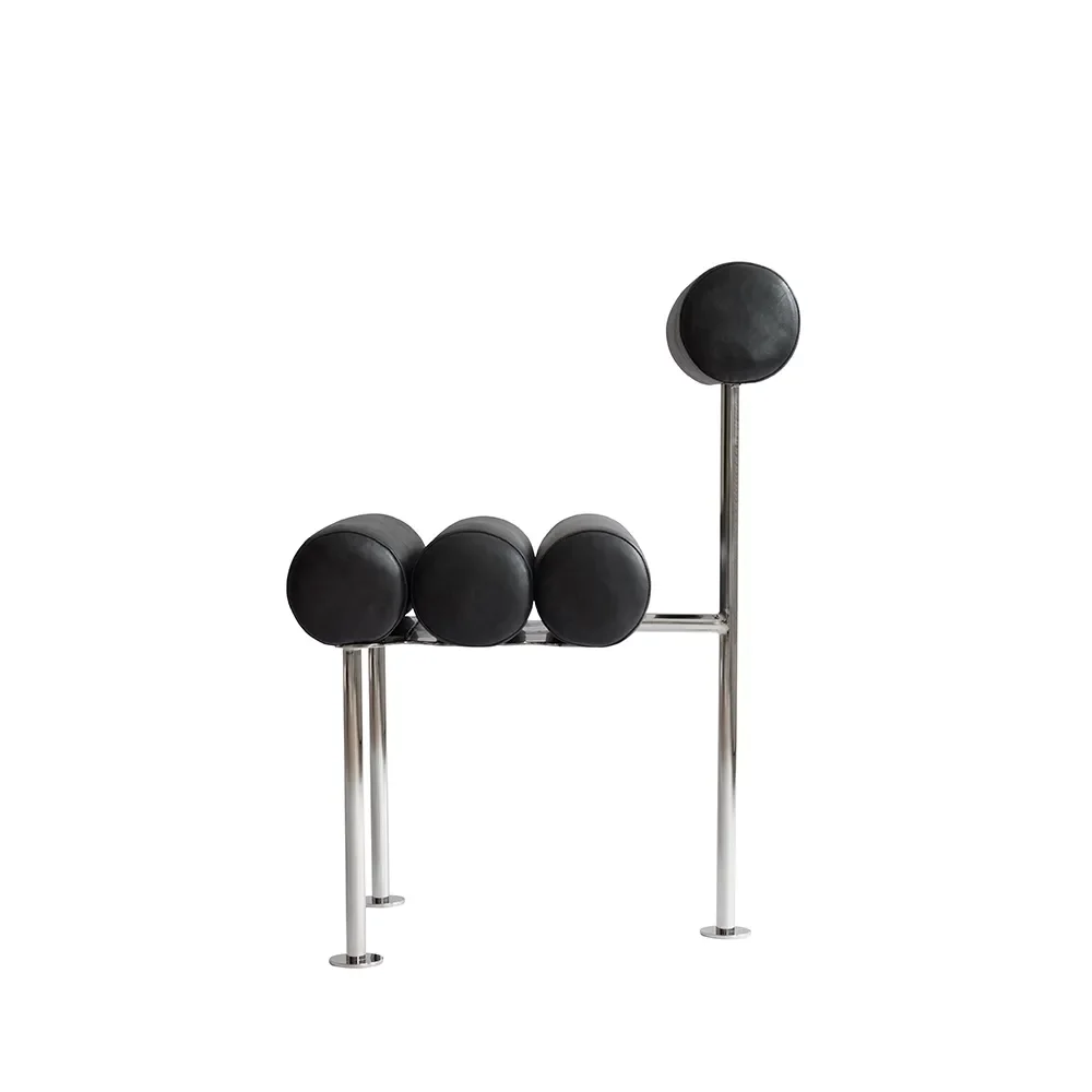 Hiro-ruokatuoli ruostumattomasta teräksestä - aniliininahka musta