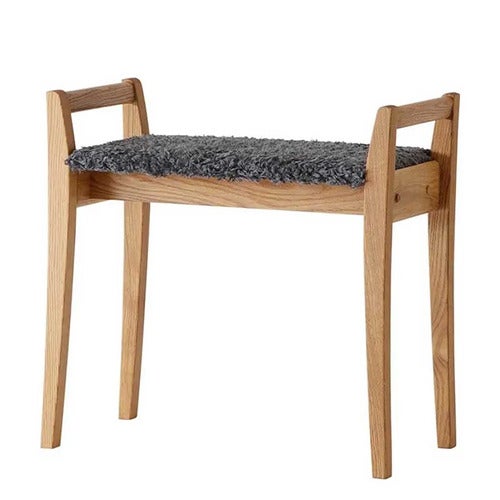 Meja jakkara Öljytty tammi / Lampaannahka Look Tummanharmaa