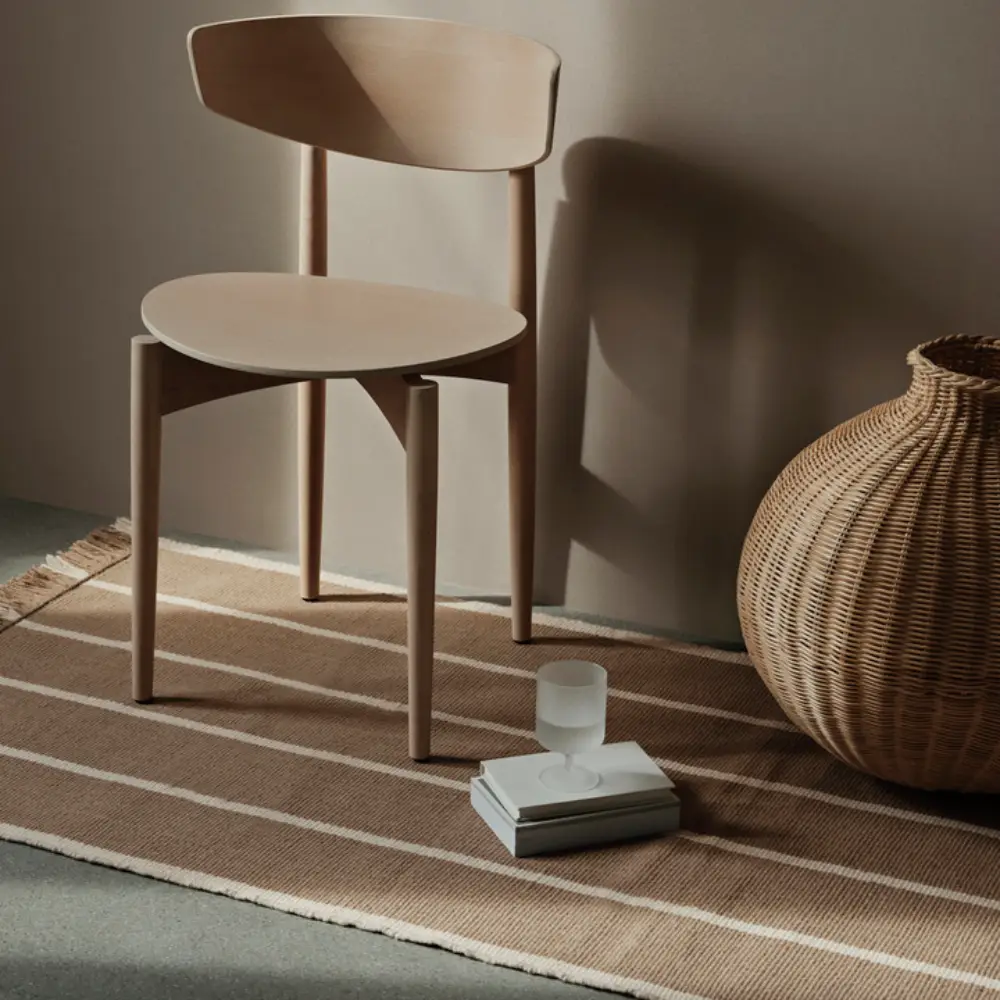 Calm Kelim Matto 80x200 cm- Dark Sand/Off-white