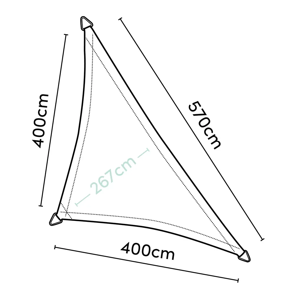 Coolfit aurinkoseili, kolmiomainen 90° 400x570 cm, harmaa