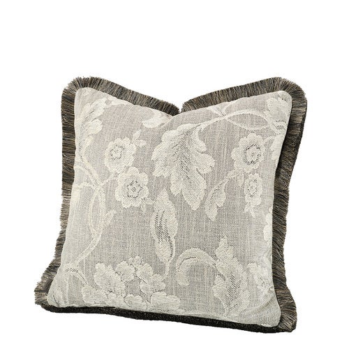 Serena Flower -tyynynpäällinen hapsureunuksella 50x50 cm - Oyster