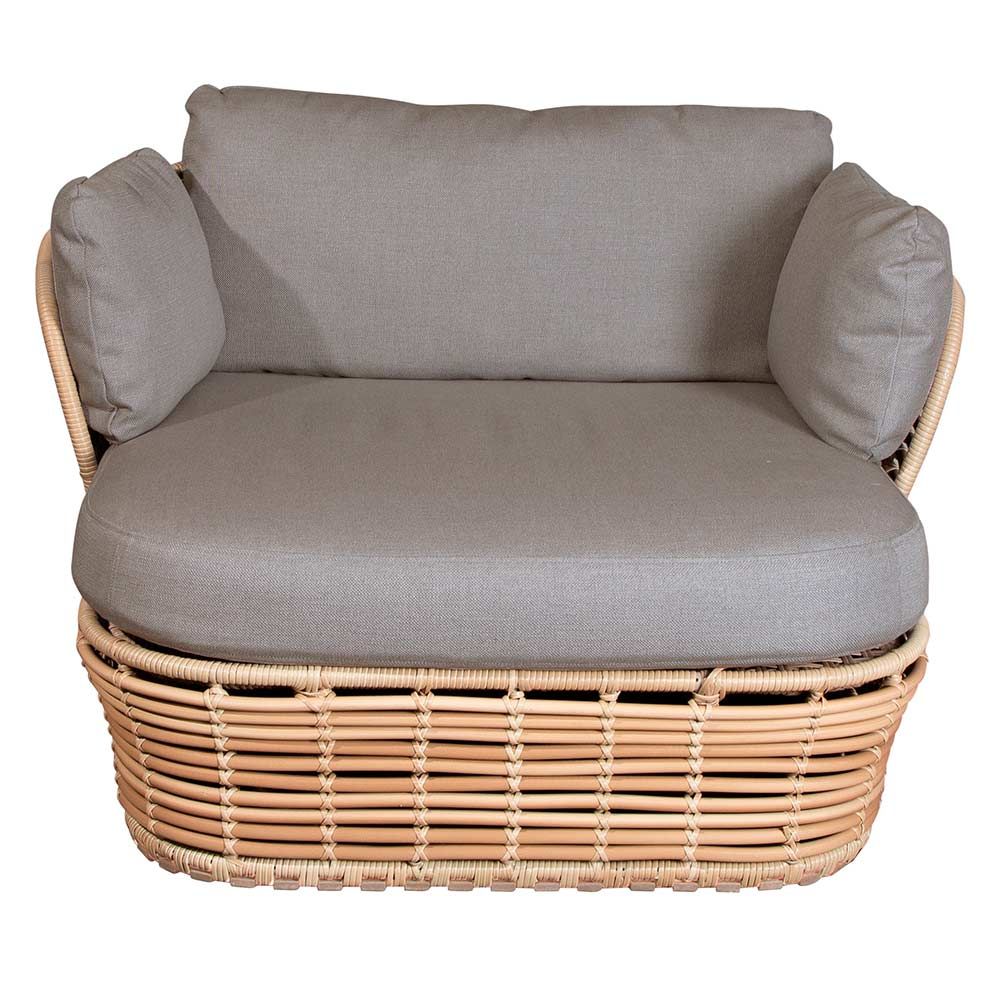 lounge-nojatuoli Basket Natural Konstrotting sis. Ljust rottinki-Line Airtouch tyynysetit