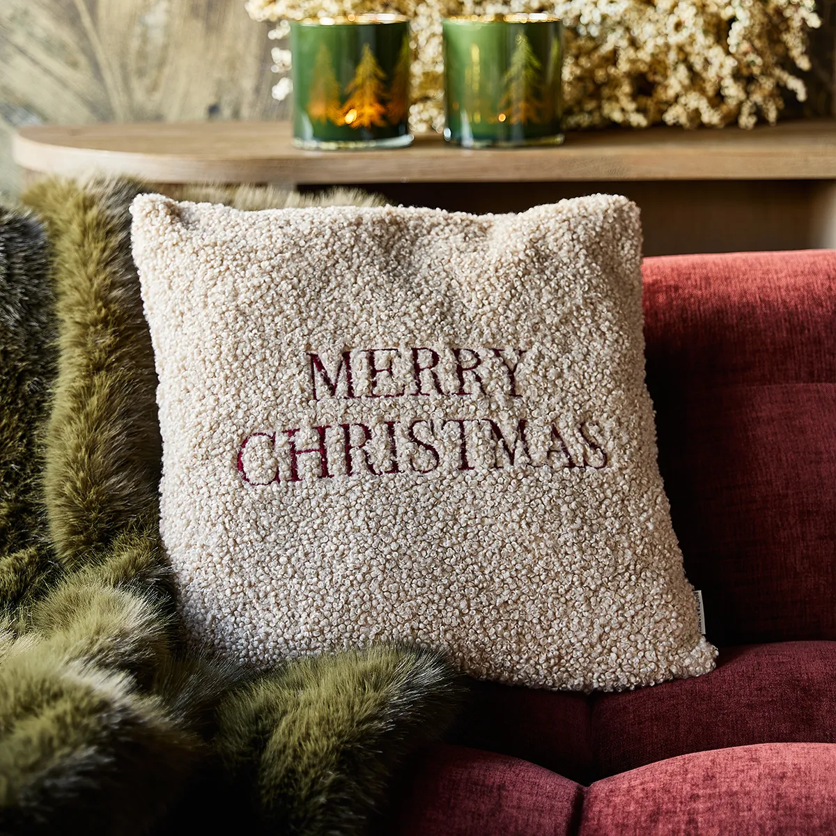 Tyynynpäällinen Merry Christmas Beige 50x50 cm